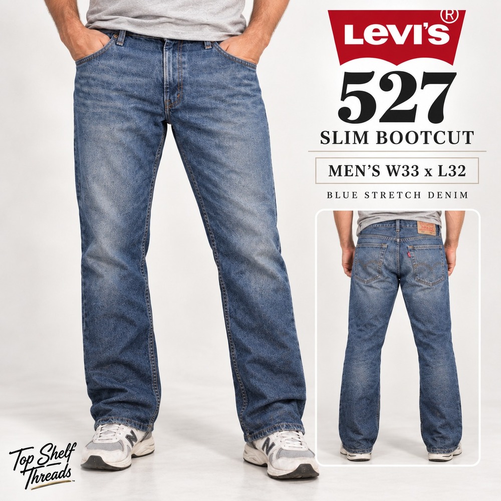 Levi's 527 Slim Bootcut Men W33 L32 Light Wash Low Rise 5 Pocket Zip Fly Jeans